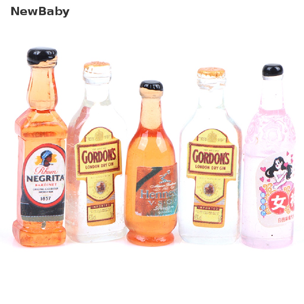 Newbaby 10Pcs / Set Mainan Miniatur Botol Wine Skala 1: 12 Untuk Aksesoris Dapur Rumah Boneka