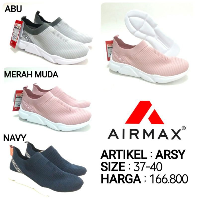 SEPATU FASHION SLIP ON CEWEK AIRMAX ARSY SIZE 37-40