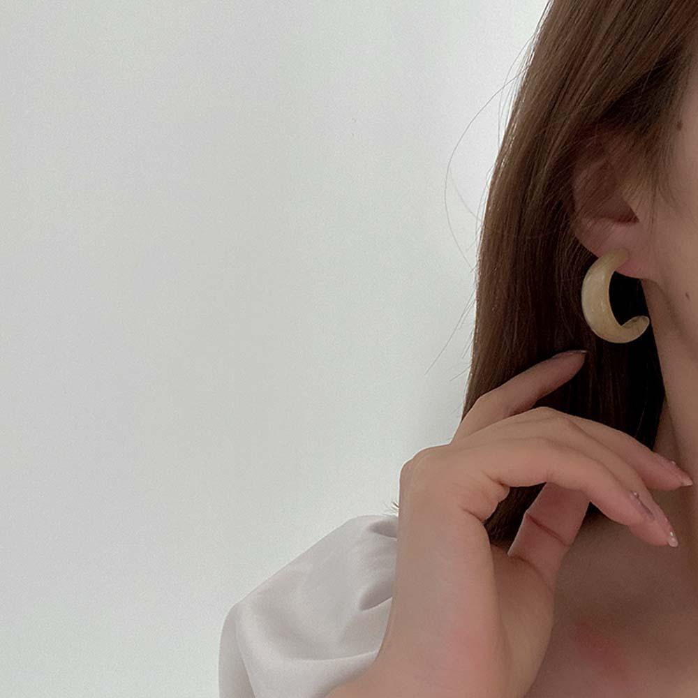 Needway   Anting Berbentuk C Geometris Sederhana Wanita Gaya Keren Perhiasan Fashion Cewek Korea