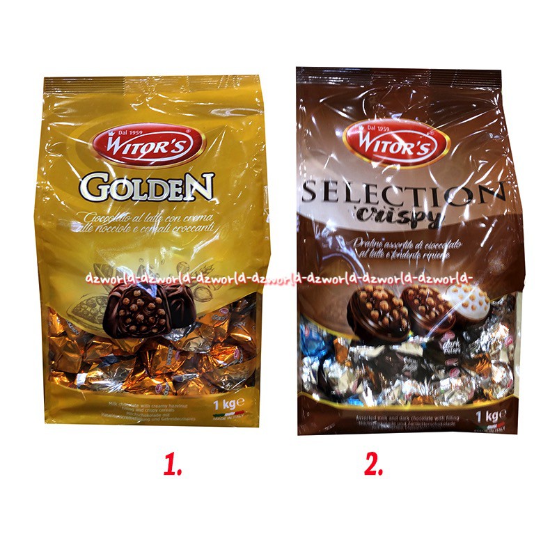 Witor's Golden Chocolate 1kg Golden Selection Crispy Cokelat Isi Krim Witors Gold Coklat Krispy Wintor's Wintors Gold 1 kg