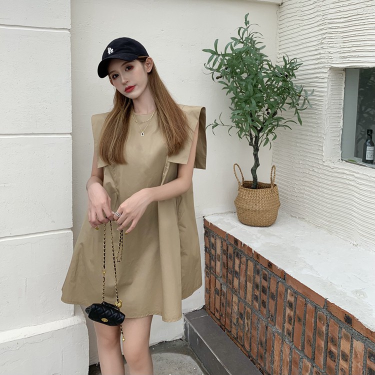 Suhao Chiffon Dress Wanita Musim Panas Baru Fashion Academy Gaya Desain Tanpa Lengan Rok Kecil Pakaian Anak-anak