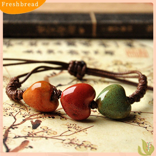 【Fresh】Bohemia Unique Natural Ceramics Adjustable Braided Rope Bracelet Bangle