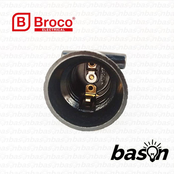 BROCO 226 STD Lamp Holder Black dengan 2x Soket Listrik 6A 250V