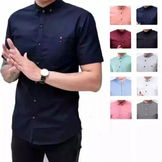 Kemeja Pria Polos Lengan Pendek Distro Premium Oxport,kemeja pria lengan pendek/kemeja polos pria lengan pendek/kemeja polos