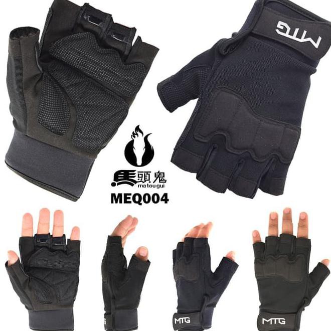 Sarung Tangan Rider Kulit Mtg004 Gloves Hitam Polos Pengendara Motor - Hitam