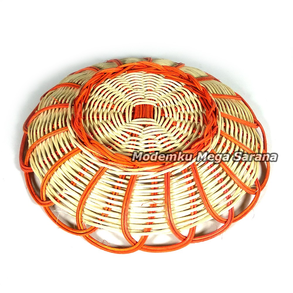 Piring Rotan Anyaman Diameter 23cm - warna warni