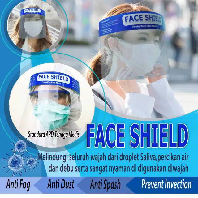 FACE SHIELD PELINDUNG WAJAH / MASKER PELINDUNG TRANSPARANT