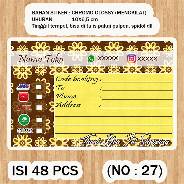 

( STIKER PENGIRIMAN ) Shipping label ( /pack isi 48pcs no.27 )