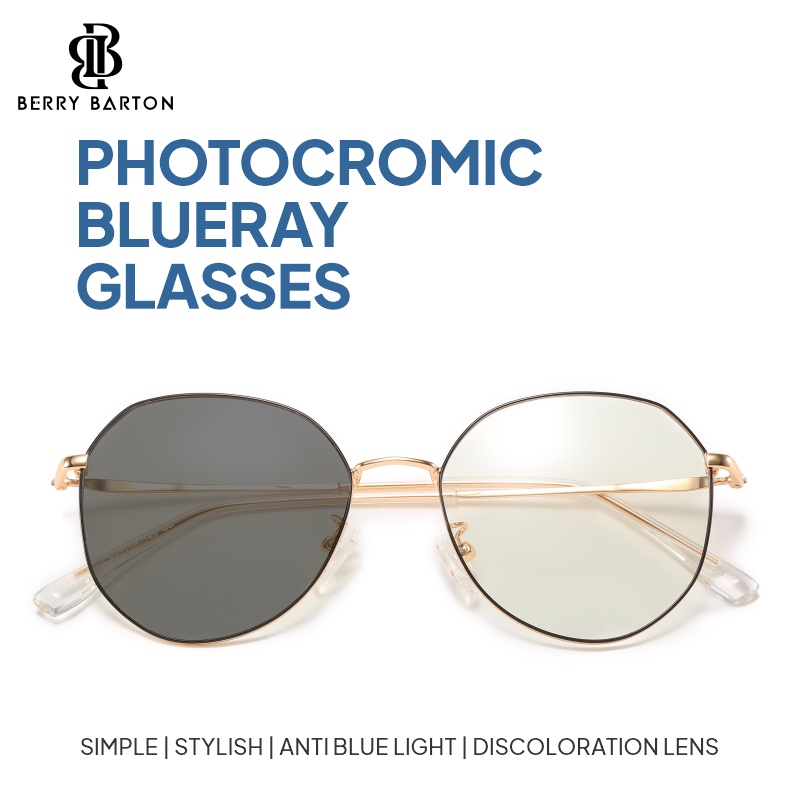 Berrybarton Kacamata Photocromic 1961 - Gratis Lensa Minus/Silinder Photocromic - Kacamata Pria Wani