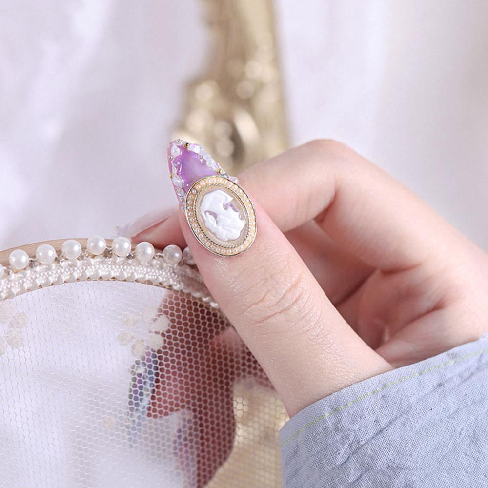 AUGUSTINA Agustina 3D Nail Art Dekorasi Retroe Resin Mutiara Lady Head Desain Campur Vintage Nail Rhinestones