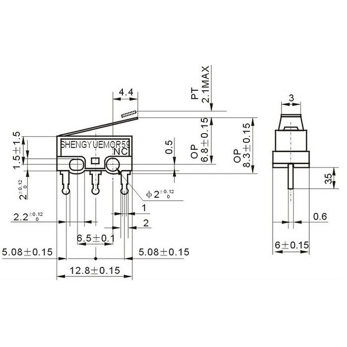 limit switch kecil 3p mouse small micro switch + handle bisa NO NC