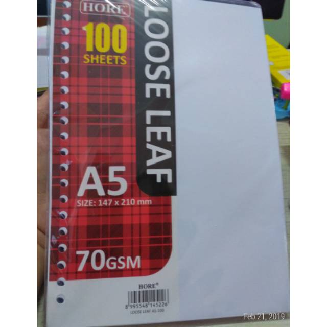 

Loose leaf A5 polos ga ada garis 100lbr