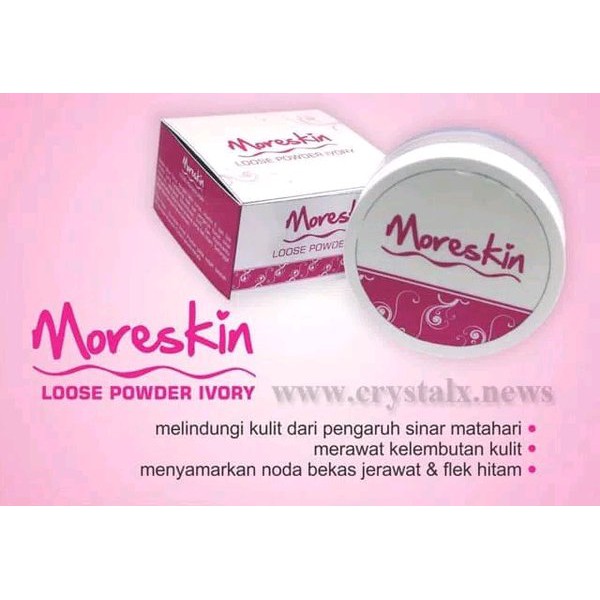 MORESKIN LOOSE POWDER BEDAK TABUR NASA Asli Original Nasa  Menyamarkan flek hitam Menghaluskan kulit