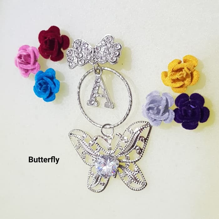 Bros Inisial Permata Mewah Brooch Satu Huruf Custom Aksesoris Hijab