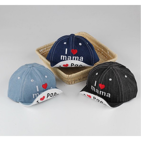 Topi bayi / topi baseball anak motif i love mama / papa