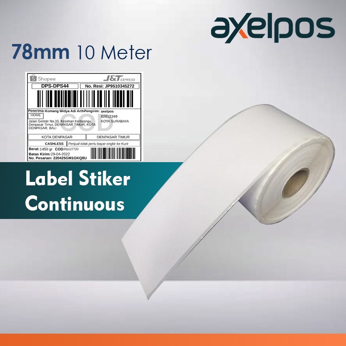 LABEL STICKER BARCODE 75x10M ( Continous) THERMAL - POS THERMAL - 10M