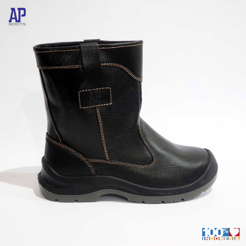 AP 2020 BLACK SAFETY LEATHER 43 - BOOT SEPATU SAFETY - AP BOOTS