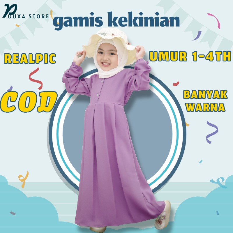 Baju Gamis Pakaian Muslim Syari Anak Bayi Balita Perempuan Terbaru Kekinian Umur 1 2 3 4 Tahun Premi
