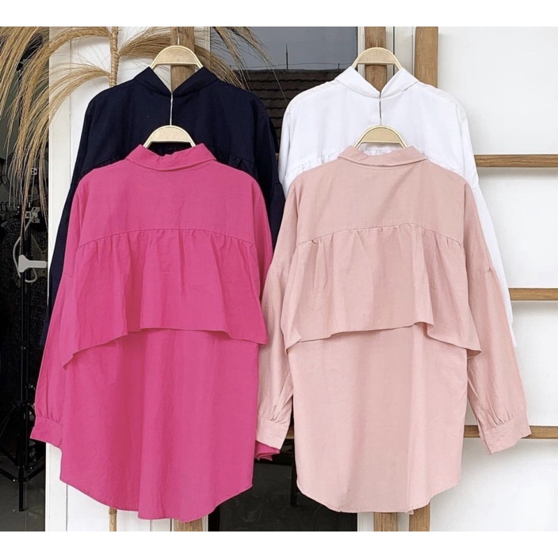 KEMEJA TUNIK TINY RUFFLE TOP SUPER JUMBO BAHAN SHAKILA