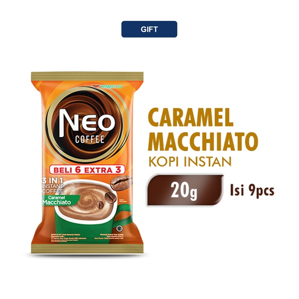 

[GIFT] Neo Coffee Kopi Instan Caramel Machiato 20 gr x 9 (Isi 6+3)