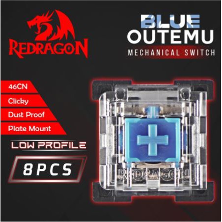 Switch mechanical redragon outemu 8pcs low profile dustproof blue red brown roms-dplp rd bl br