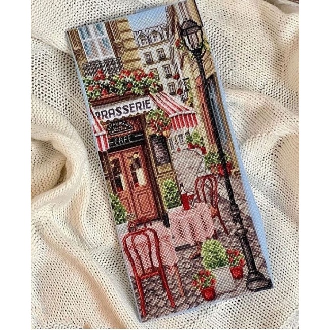 paket kristik pemandangan cafe italia brasserie italy eropa city cross stitch 14ct embroidery keraji