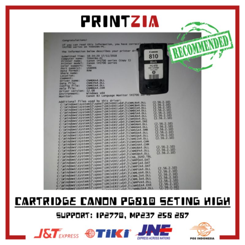 Cartridge Canon PG810 | Cartridge Hitam 810 | Seting High