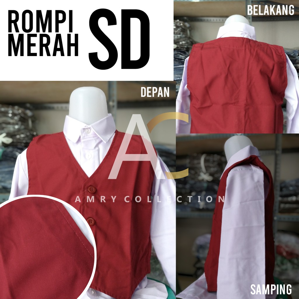 Seragam sekolah Rompi SD Merah bahan FAMATEX DRILL