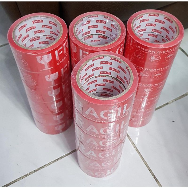 

[COD] Lakban Fragile merah 72yard 2inch isolasi jangan dibanting