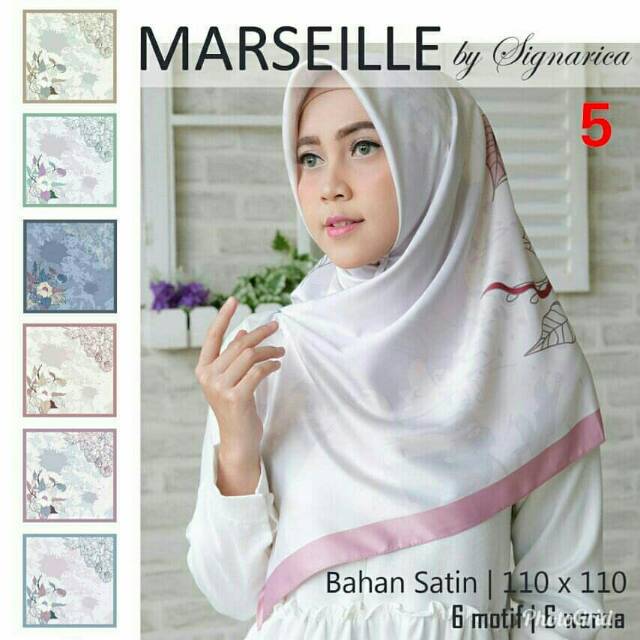 Jilbab segi empat marseille satin motif by signarica | signarica scraft | grosir dan murah