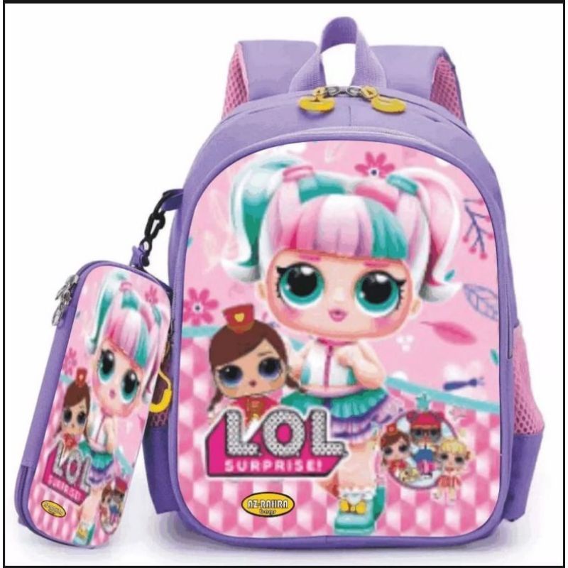 Tas Ransel Anak Cewek Motif LOL - Free Tempat Pensil Tas Ransel Sekolah