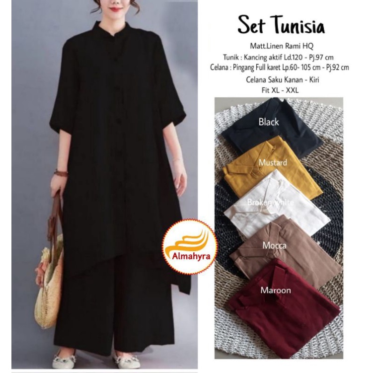 Set Tunisia Setelan Linen Jumbo Bigsize