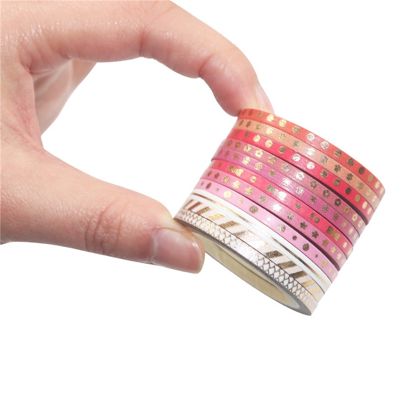 24Pcs/Set Foiling Slim Washi Masking Tape Set Foil Paper Masking Tape Diy Scrapbooking Decoration Sticker