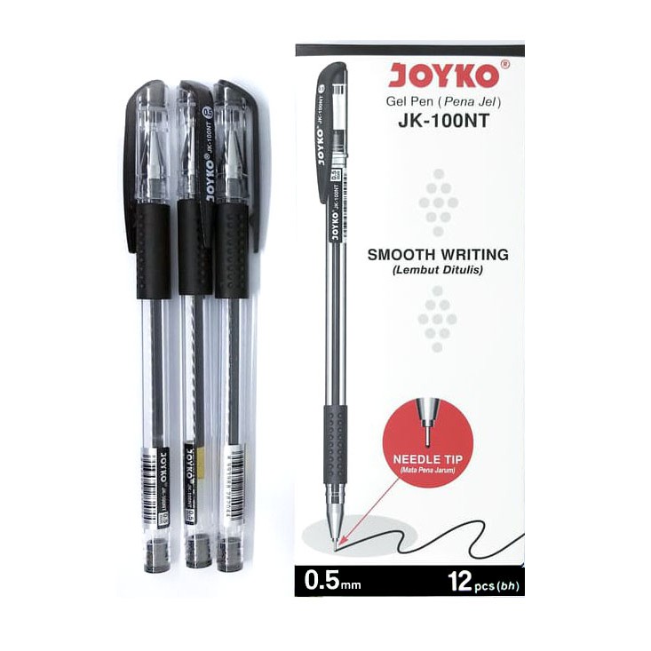 

Joyko Gel Pen JK-100NT PER PAK Jeller Kink Pulpen 0.5 Bolpen Needle Point Tip 0,5 JK100NT 12Pc Lusin