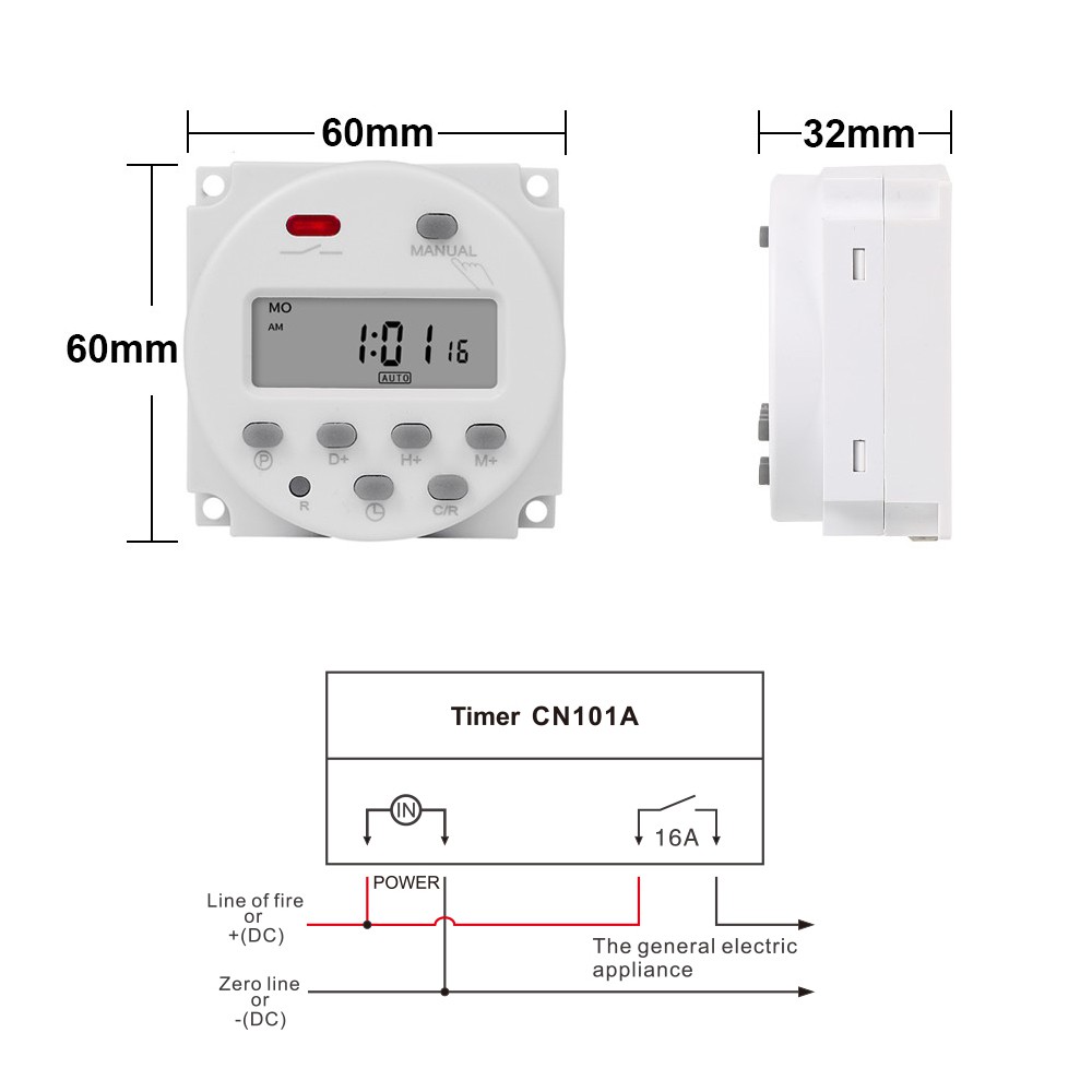 Timer Switch Digital Time Delay Relay 12V 220V CN101A Untuk Lampu Digital Timer Programmable On Off