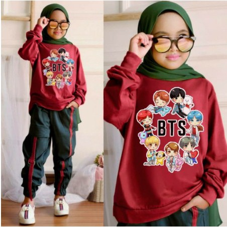 SETELAN BTS ANAK PEREMPUAN SETELAN KAOS ANAK BTS BAJU FASHION ANAK PEREMPUAN SETELAN ANAK ANAK PEREM