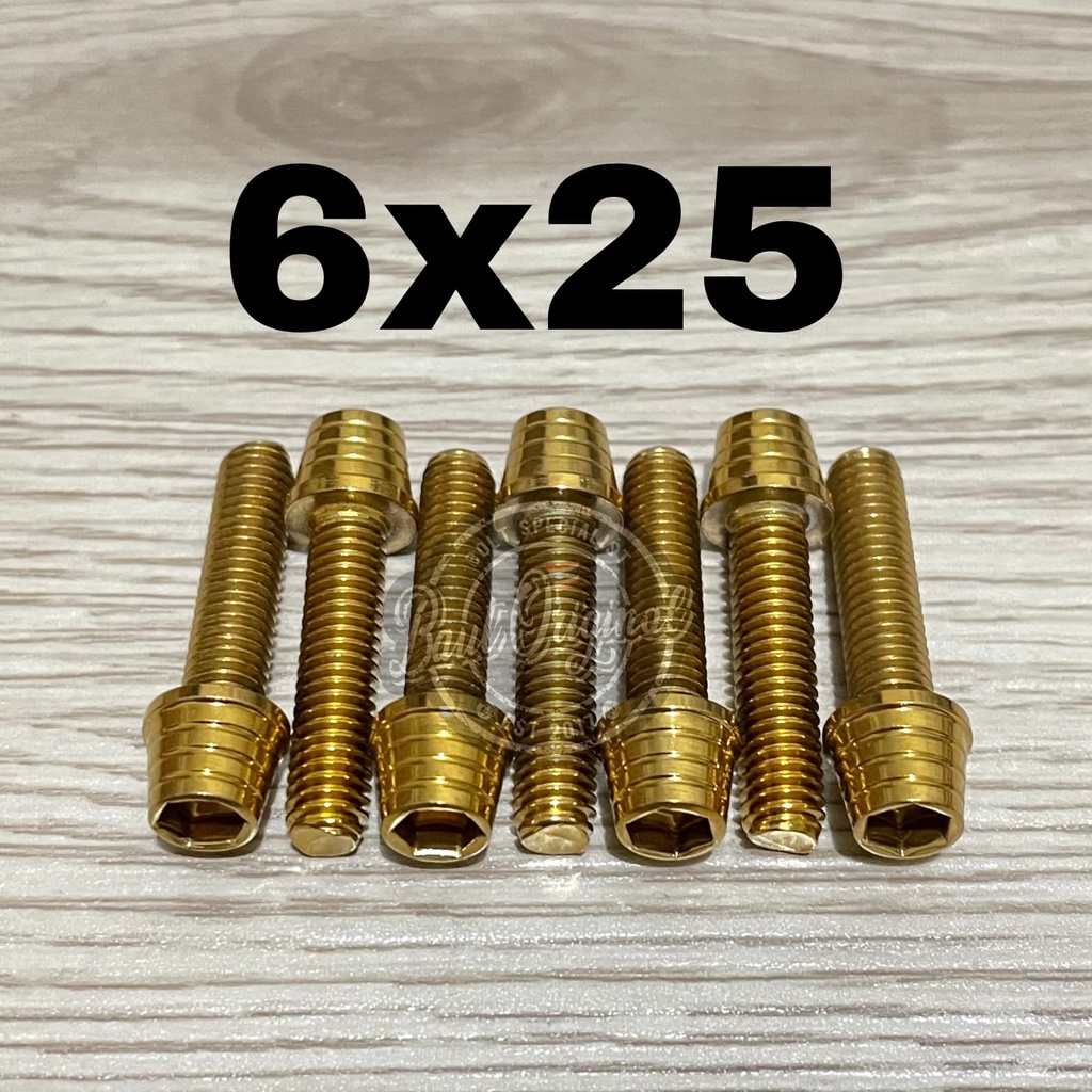 baut probolt kerucut gold 6x25 drat 10 panjang 2.5cm original heng