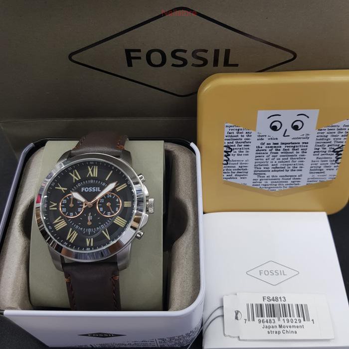 Fossil fs4813 grant chronograph leather strap premium