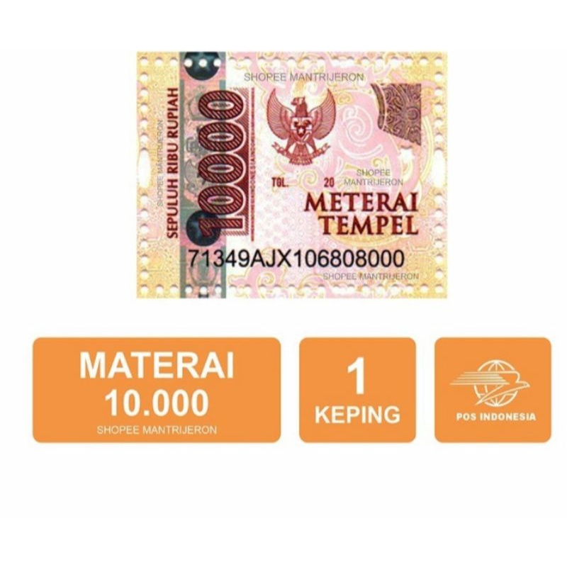 Materai 10000 original pos indonesia