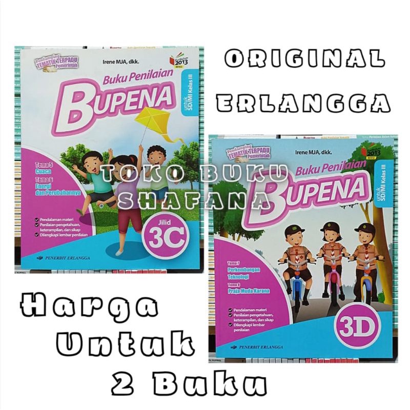 Paket 2 Buku Bupena 3C 3D Erlangga Kelas 3 SD K13 Revisi - Buku Penilaian ORI