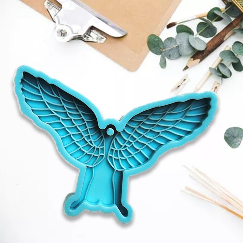 Glitter Angel Wing Back View Keychain Epoxy Resin Mold Pendant Casting Silicone Mould DIY Crafts Ornaments Jewelry Home Decorations Casting Tools