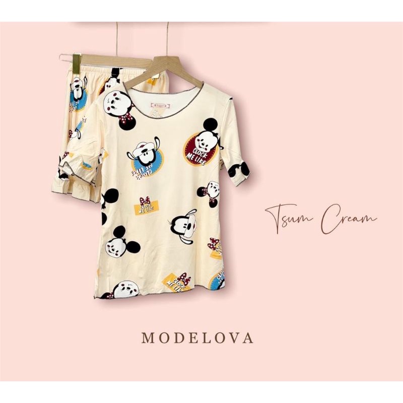 MDLV ~ Baju Tidur Tsum Creme HP Baju Tidur Dewasa Celana Pendek Fashion import