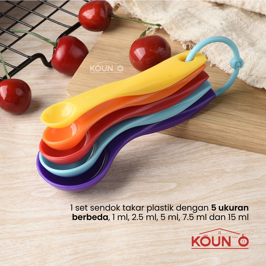 Sendok Takar Set 5 in 1 Takaran Plastik Warna Serbaguna Bumbu Dapur Measuring Gram Spoon Baking