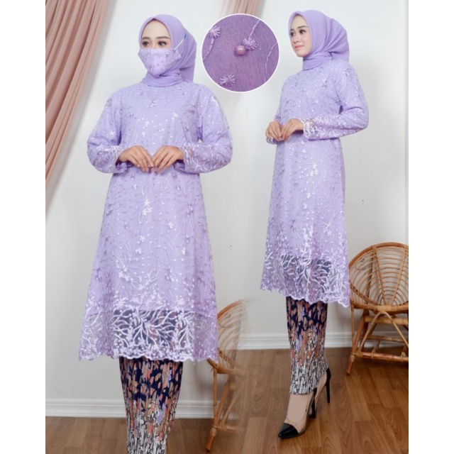 KEBAYA BROKAT TUNIK BAJU KURUNG MODERN/ SETELAN KEBAYA BRUKAT MUSLIM/DFS