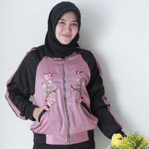 Jaket Fashion Rossa Bomber Jacket Wanita Motif Flower Bunga Bordir Murah Realpict Pakaian Import