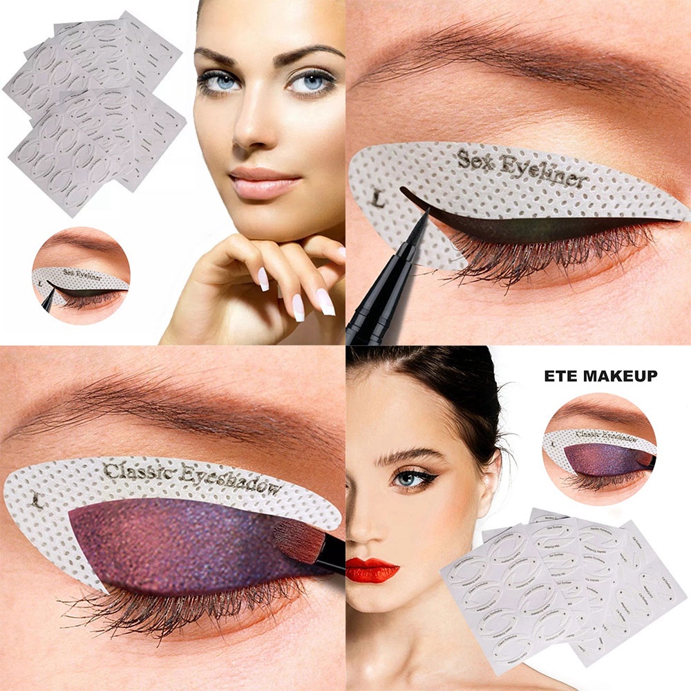 4pcs / Set Stiker Template Eyeshadow / Eyeliner DIY Untuk Pemula