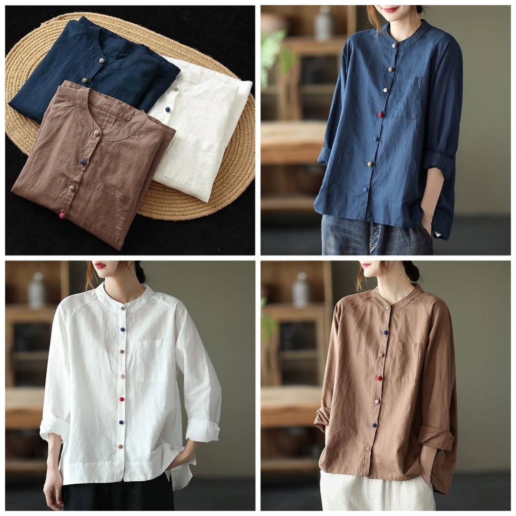 Blouse Wanita QINARA BLOUSE Atasan Cewek Kemeja Kerja Formal polos Adem ORI Premium High Quality Baj