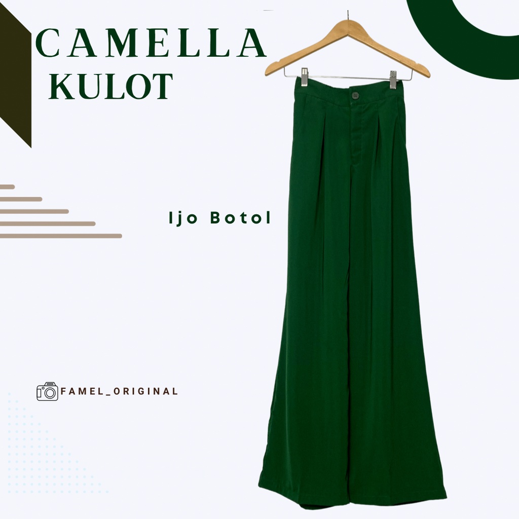 Camella Kulot Ijo Botol | Kulot | Celana Kulot | Celana Kulot Wanita | Celana Kulot Highwaist | High