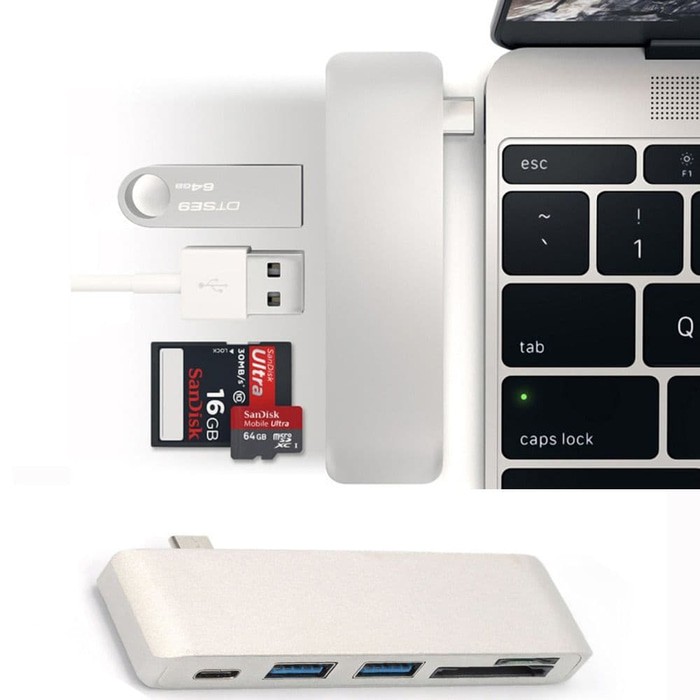 Type C Hub USB 3 Charging UltraSlim Portable Macbook 5 in 1 type c hub - Grey