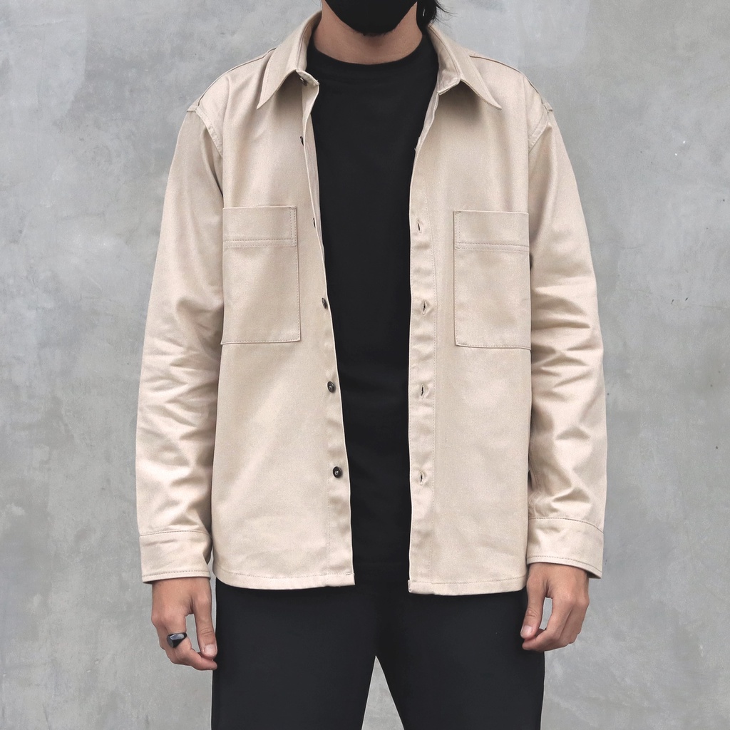 Juno Twill Overshirt Ivory [ Kemeja Luar Pria ]